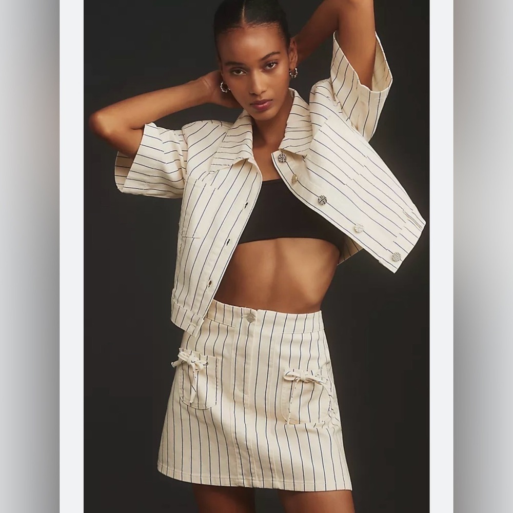 Baum und Pferdgarten cream Saima Denim striped cotton mini Skirt NWT